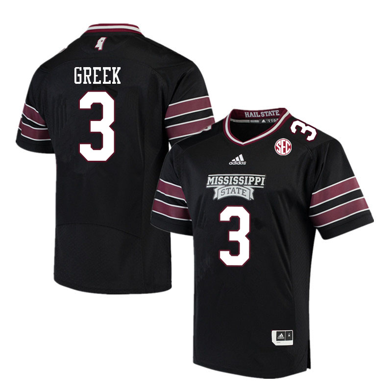 Men #3 Daniel Greek Mississippi State Bulldogs College Football Jerseys Sale-Black